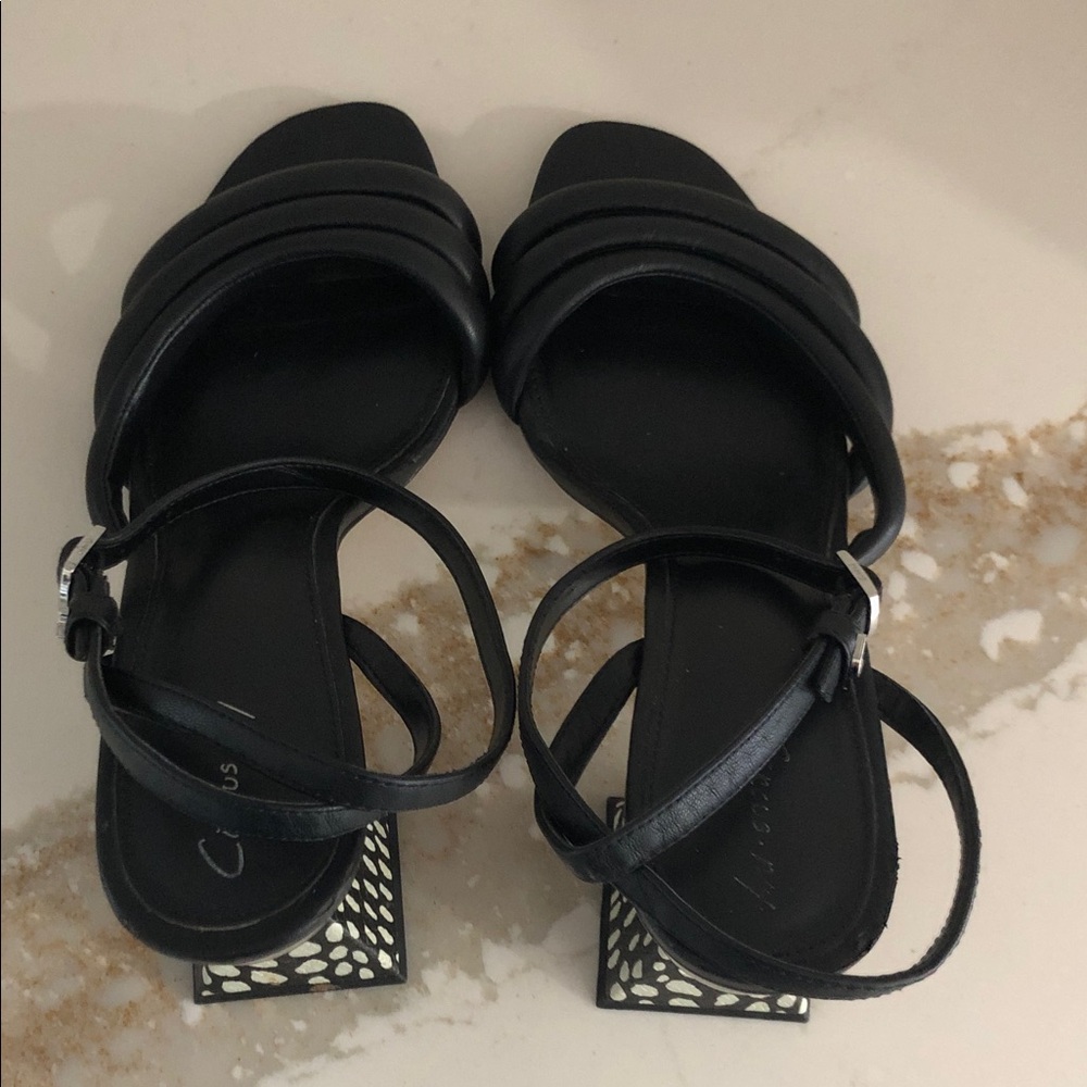 Sam Edelman Circus Sculptural Block Heel Sandals Size 11 Black - Picture 12 of 13